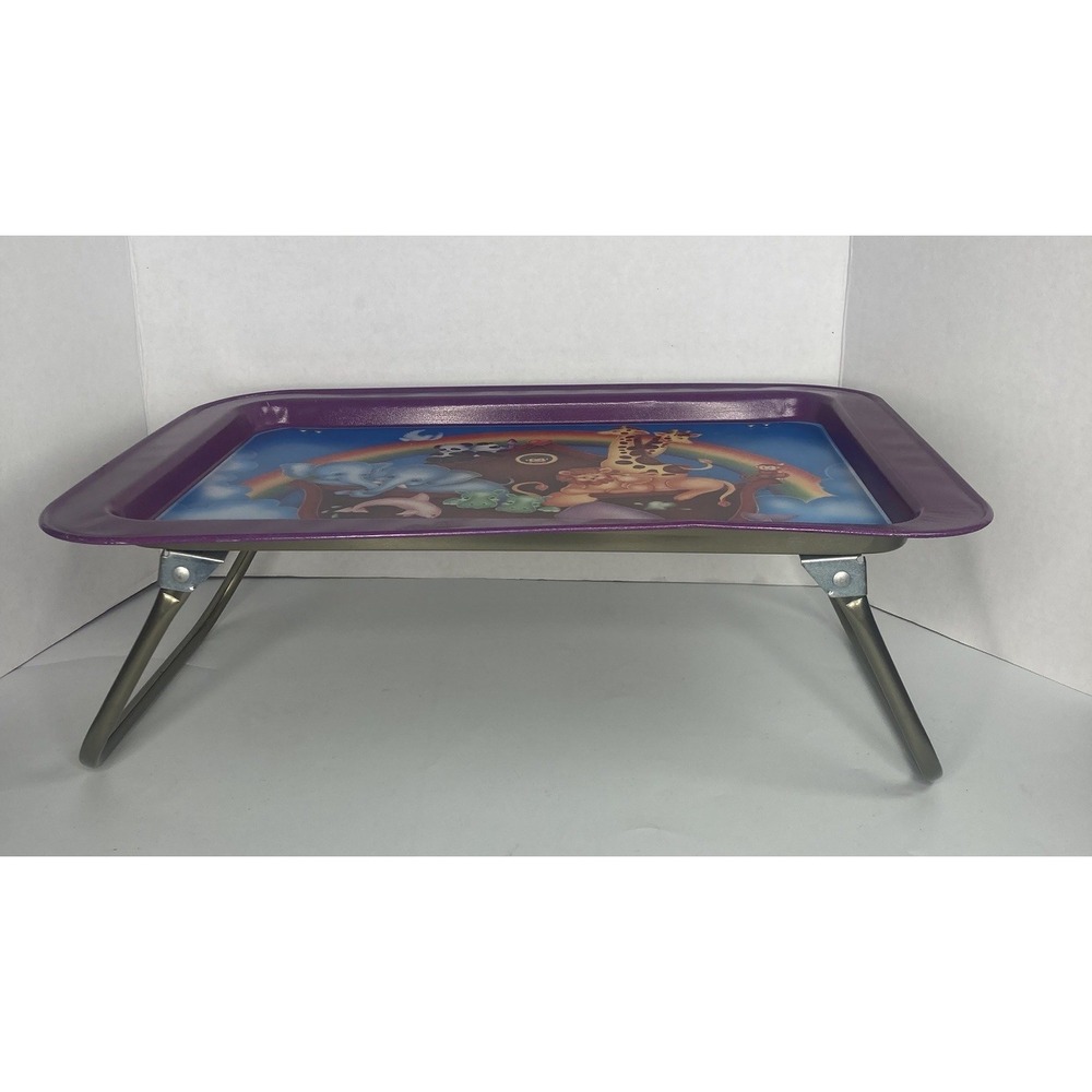 Vintage Noah's Ark Metal Purple Lap Tray with Folding Legs 17" X 12" - Picture 3 of 4
